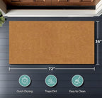 Barnyard Designs Natural Coco Coir Heavy Duty Backing Doormat - Large Cute Non-Slip Front Door Welcome Mat for Outside Entrance or Porch Entry, Brown (36x72, Plain Brown)