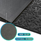 Bulijojo Sturdy Front Entrance Doormats,Durable Heavy Duty Welcome Mat,Thick Absorbent Natural Rubber Non Slip Mat,Easy Clean Entryway Mat 17x30 Inch Leaves Black