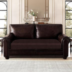 Leather Look Couch Cushion Covers Sofa Seat Slipcovers Sets Couches Furniture Protector for Sectional Armchair Loveseat Pets Kids Stretch Spandex Fabric (1 Cushion Loveseat, Chocolate)