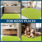 OLANLY Dog Door Mat for Muddy Paws 24x16, Absorbs Moisture and Dirt, Absorbent Non-Slip Washable Doormat, Quick Dry Chenille Mud Mat, Entry Indoor Entryway Carpet for Inside Floor, Bright Green