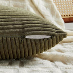 Fancy Homi 2 Packs Olive Green Euro Decorative Throw Pillow Covers 28x28 Inch Room Couch Bed, Rustic Farmhouse Boho Home Decor, Soft Corss Corduroy Patchwork Textured Cushion Case 71x71 cm