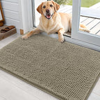 OLANLY Dog Door Mat for Muddy Paws 35x24, Absorbs Moisture and Dirt, Absorbent Non-Slip Washable Doormat, Quick Dry Chenille Mud Mat, Entry Indoor Entryway Carpet for Inside Floor, Warm Taupe