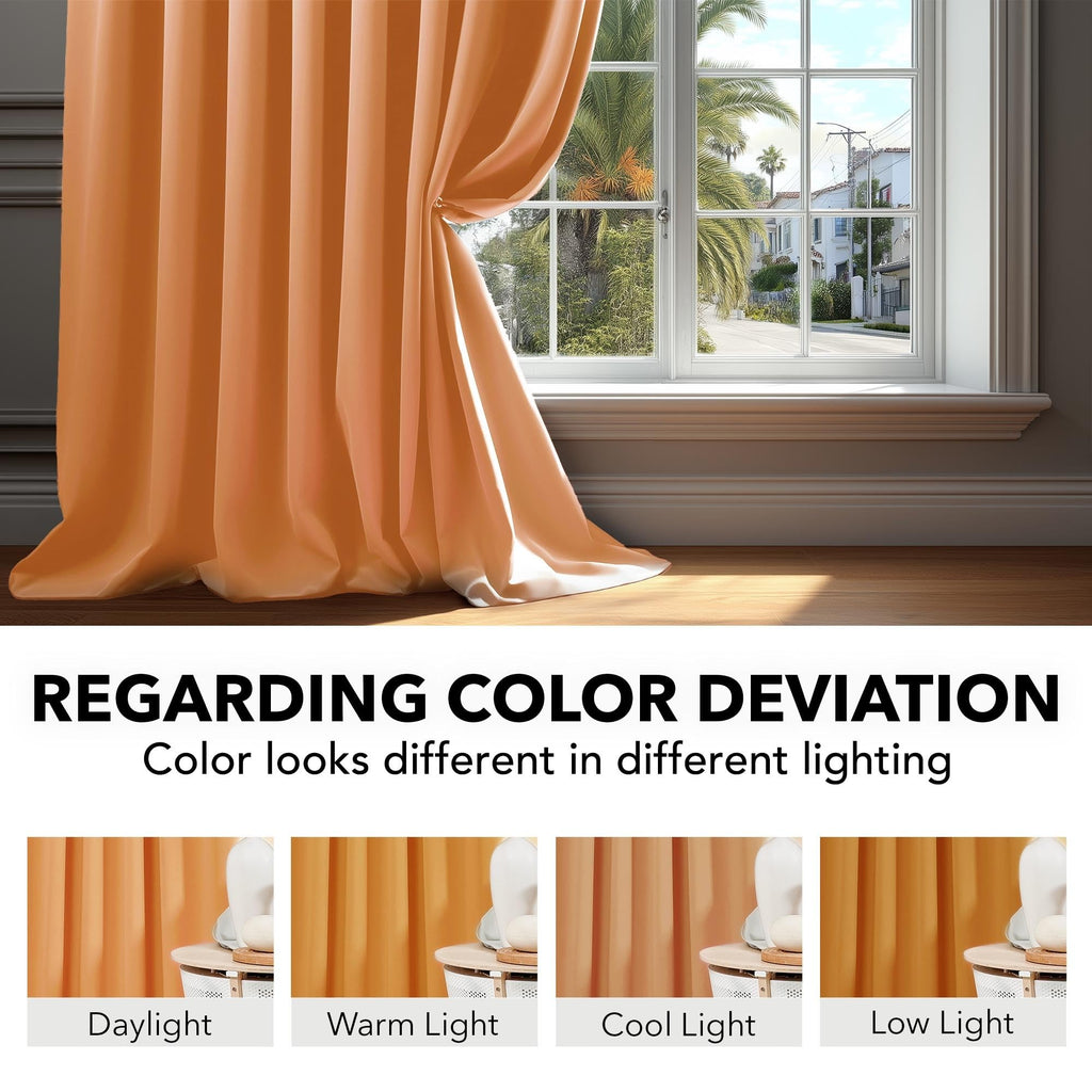 Deconovo Blackout Curtains for Kitchen Window Back Tab and Rod Pocket Curtains Room Darkening Curtains 52Wx45L Inch Orange Flame 2 Panels