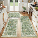 Yamaziot 2x3+2x4+2x5Ft Washable Kitchen Rug Set of 3 Non Slip, Sage Green