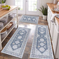 HEBE Boho Kitchen Rugs Set of 3, Non Slip Washable Kitchen Mats for Floor
