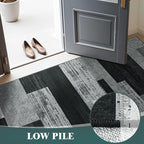 LIANLAM 2x3 Washable Entryway Rug,Non-Slip Indoor Door Mat with Vintage Checkered Pattern, Stain & Water Resistant Faux Wool Low Pile for Front Door,Hall,Kitchen,Bathroom - Easy Clean(2x3,Gray)