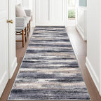 Lansny Modern Abstract Runner Rug 3x8, Grey Black Multi Washable Kitchen Runner Non-Slip Soft Hallway Rug Runner Thin Print Faux Wool Carpet for Entryway Bedroom Laundry Room Indoor Home Office Decor