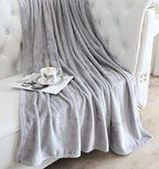 TASTHROW Large Flannel Fleece Throw Blanket, 50×70 Inch - Cozy Lightweight Thick Blanket - All Seasons Suitable for Women, Men and Kids (Two Pack, Light Grey)
