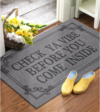 Indoor Door Mat Welcome Mats for Front Door Outdoor, 36" x 24" Check Ya Vibe Before You Come Inside This House Doormat, Non Slip Rubber Farmhouse Mats Light Gray