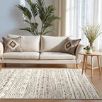 3x5 Washable Entryway Area Rug: Modern Moroccan Small Runner Rug Indoor Soft Non Slip Rug for Living Room Low Pile Thin Floor Carpet for Kitchen Dining Room Bedroom Home Office Decor(3x5,Beige)