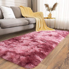 Soft Runner Rugs for Bedroom Hallways, 2x6 Tie-Dyed Blush Pink Fluffy Shag Throw Area Rug Non Slip for Bedside Dorm, Long Shaggy Furry Carpet for Nursery Living Room