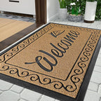 Yimobra Welcome Mat Outdoor Indoor, Waterproof Heavy Duty Front Door Mat Outside Entrance, Extra Sturdy Non-Slip Doormat, Low Profile, Dirt Trapping, 36x24 Inches, Yellow