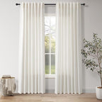 Nanspring Natural Linen Curtains 84 Inch Length 2 Panels Set for Living Room Country Semi Sheer Rustic Light Filtering Curtains Farmhouse Decor Curtain for Bedroom Back Tab and Rod Pocket 52x84