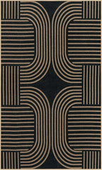 Lahome Enfys Modern Geometric Outdoor Easy Jute Rug, 3x5 Indoor Outdoor Rugs for Entryway Black Living Room Carpet, Farmhouse Washable Non Slip Carpet for Patio Courtyard Bedroom