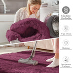 OLANLY 6x9 Machine Washable Large Area Rugs for Living Room, Bedroom, Soft Fluffy Shaggy Bedside Rug, Indoor Floor Carpet for Kids Girls and Boys, Dorms, Nursery, Home Decor Aesthetic, Burgundy