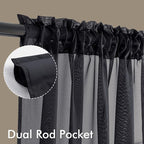 MIULEE Black Sheer Curtains 84 Inches Long, 4 Panels Set, Light Filtering Rod Pocket Voile Halloween Drapes for Living Room and Bedroom, Airy Soft Fabric Window Treatments, 42 x 84 Inches