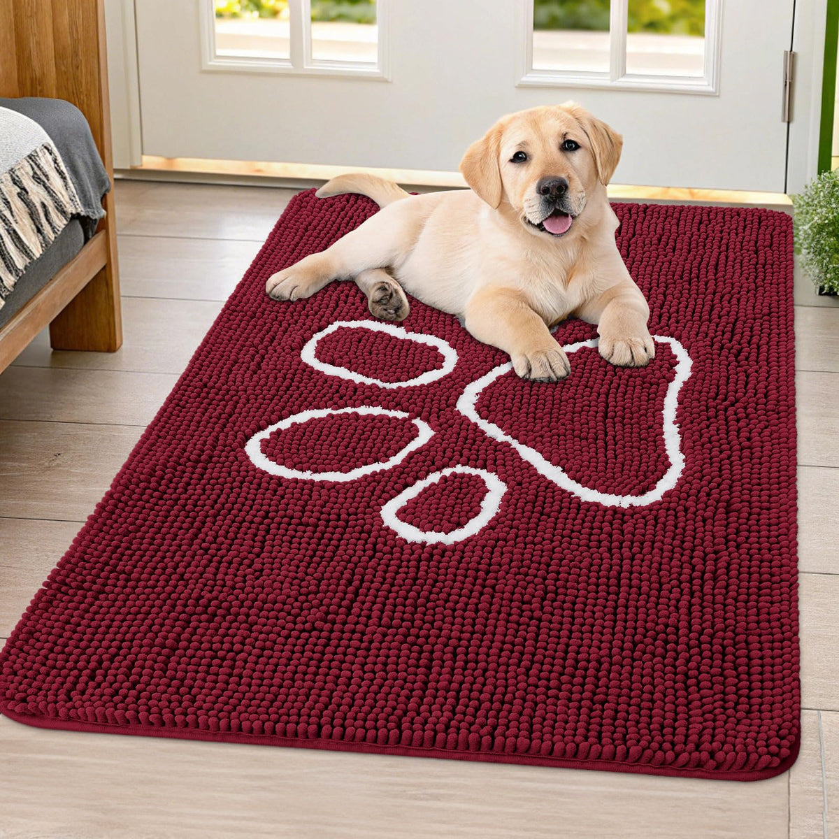 Smiry Dog Door Mat for Muddy Paws, Absorbent Non Slip Dirt Trapper, 40x32