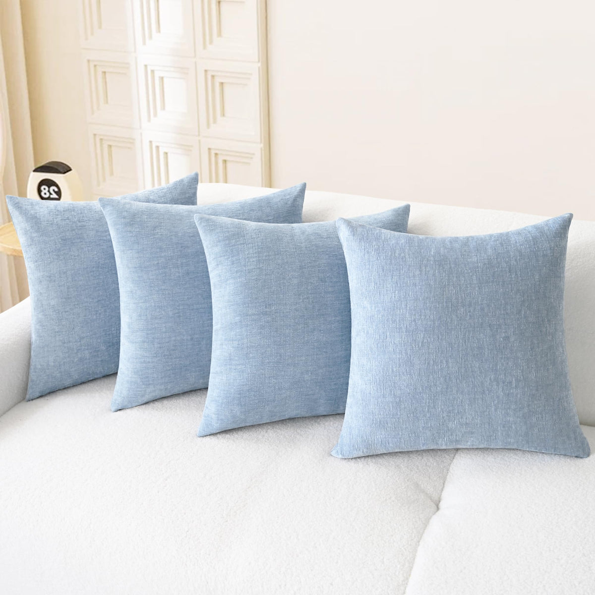 CaliTime Decorative Couch Throw Pillow Covers 18 X 18 Inches Baby Blue