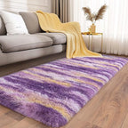 Soft Runner Rugs for Bedroom Hallways, 2x6 Abstract Purple Fluffy Shag Throw Area Rug Non Slip for Bedside Dorm, Long Shaggy Furry Carpet for Nursery Living Room