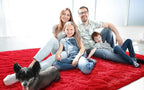 LOCHAS Ultra Soft Indoor Modern Area Rugs Fluffy Living Room Carpets for Children Bedroom Home Decor Nursery Rug 3x5 Feet, Red