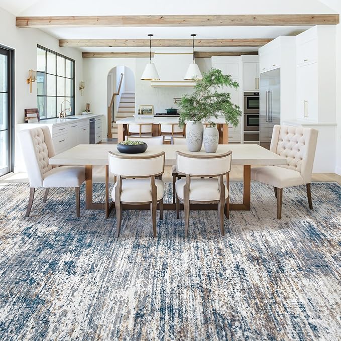 10x12 Area Rug for Living Room, Washable Modern Abstract Large Area Rug Neutral Soft Non Slip Kids Rug Stain Resistant Indoor Carpet for Bedroom Dining Room Playroom Office(BeigeGrey, 10'x12')