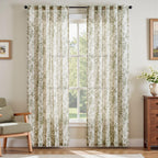 jinchan Vintage Floral Linen Curtains 84 Long for Living Room 2 Panels