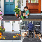 Smiry Front Door Mat Outside Entrance, Heavy Duty Sturdy Natural Rubber Doormat, Trap Dirt and Moisture, Easy Clean Low Profile Mats for Indoor Outdoor Entry, Irregular Triangle (47x32, Light Grey)