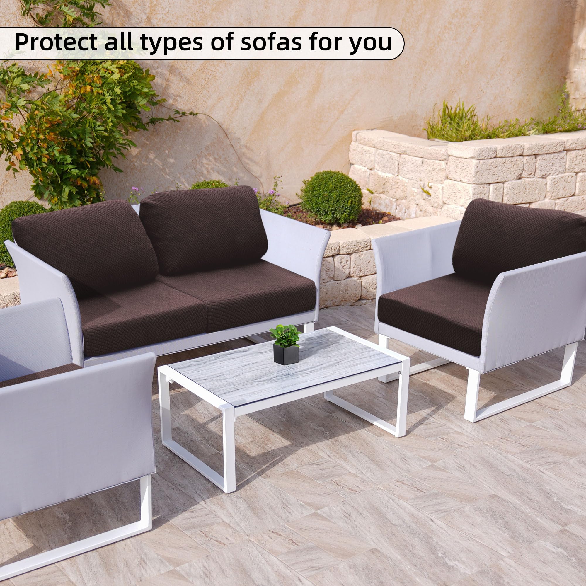 SUKAIKEQA 8PCS Patio Cushion Covers.Patio Furniture Couch SeatSlipcovers