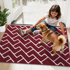 OLANLY Front Door Mat, Non-Slip Rubber Backing, Dirt Resistant and Absorbent, Washable, Easy to Clean Low-Profile Indoor Doormat for Back Door, Entryway, Inside Entrance, 48x32, Burgundy