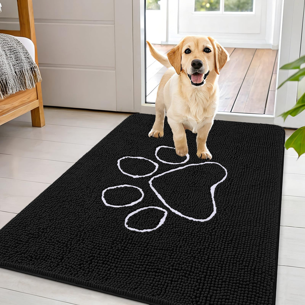 OLANLY Dog Door Mat for Muddy Paws 44x32, Super Absorbent Chenille Mud Mat