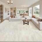 8x10 Area Rugs for Living Room: Vintage Boho Neutral Washable Rug Indoor Soft Large Area Rug Carpet for Bedroom Nursery Farmhouse Dining Room Office Floor Non-Slip Low Pile Under Table Rug Cream Beige