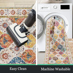 HEBE Hallway Runner Rug 2'x6' Washable Vintage Distressed Area Rugs Non Slip Laundry Rug Runner Boho Floor Carpet Runners for Hallways Entryway Laundry Room Kitchen Bathroom