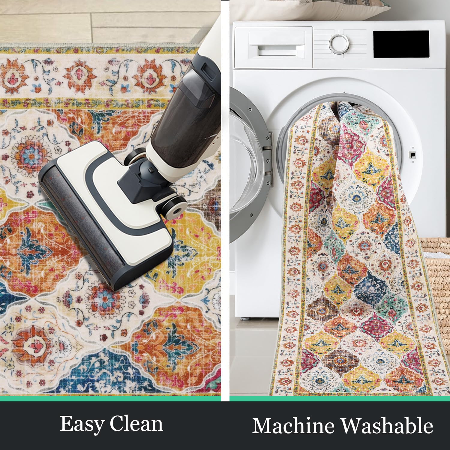 HEBE Hallway Runner Rug 2'x10', Washable Non Slip Kitchen Rug Runner
