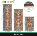 HEBE Boho Kitchen Rug Sets 3 Piece with Runner Non Slip Kitchen Rugs and Mats Washable Kitchen Mats for Floor Thick Kitchen Floor Mat Carpet Runner Rugs for Hallway Laundry Holiday Decor