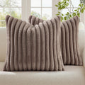 decorUhome Fall Faux Fur Throw Pillow Covers 18x18 Set of 2 Light Coffee