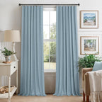 Light Blue Room Darkening Curtains for Bedroom Cute 45 Inch Length 2 Panels Cotton Linen Textured Short Blackout Curtains for Small Window Nursery Boy Girls Room Bathroom Kitchen Door Back Tab 45 Long