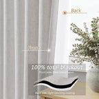 Guken Natural Extra Long 100% Blackout Curtains 132 Inch Length 2 Panels Set Back Tab Thermal Insulated Black Out Tall Windows Drapes for High Ceiling Living Room Bedroom, 52" W x 132" L