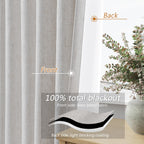 Guken 90 Inch Long Natural 100% Blackout Linen Curtains for Living Room Back Tab Rod Pocket Modern Farmhouse Thermal Insulated Drapes for Bedroom Black Out Window Curtain 2 Panels, 52x90
