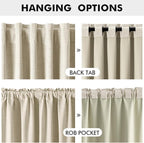 MIULEE 100% Blackout Linen Curtains for Bedroom, Cream Solid Luxury Decor Thermal Insulation Room Darkening Drapes for Living Room Nursery Back Tab Rod Pocket 42 x 84 Inches, 2 Panels