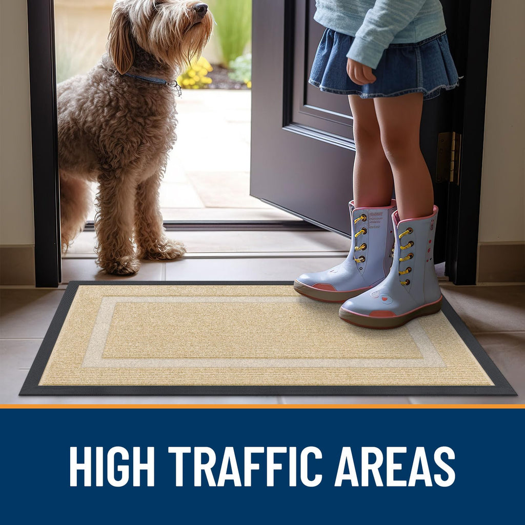 OLANLY Front Door Mat Outside 47x17, All-Season Heavy-Duty Rubber Doormat