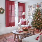 BGment Burgundy Linen Curtains 63 Inches Long for Living Room, Semi Sheer Window Drapes Lightweight Rustic Country Textured with Rod Pocket for Dining Bedroom, 2 Panels, Each 42 Inch Wide