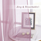 NICETOWN Bedroom Sheer Curtains 63 inch Length for Princess Bedroom, Grommet Top Voile Textured Window Curtains Light and Airy Drapes for Children Room, 54'' W, 1 Pair, Purple,Adult