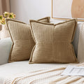 MIULEE Decorative Throw Pillow Covers for Couch 16x16 Inch Khaki 2 Pack