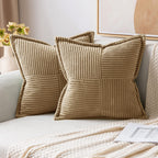 MIULEE Decorative Throw Pillow Covers for Couch 16x16 Inch Khaki 2 Pack