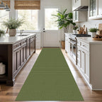 KOZYFLY Runners for Hallways 3x10 ft Washable Kitchen Runner Non Slip Rubber Backed Hallway Rugs Cotton Entryway Runner Rug Floor Carpet for Indoor Hall, Backdoor, Kitchen, Olive Green/Earthy Green