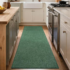 FinRèc 2x6 Washable Runner Rugs for Kitchen Hallway Bedroom, Low Pile Thin Rug Solid Color, Non-Slip Carpet Indoor for Home Decor (Green)