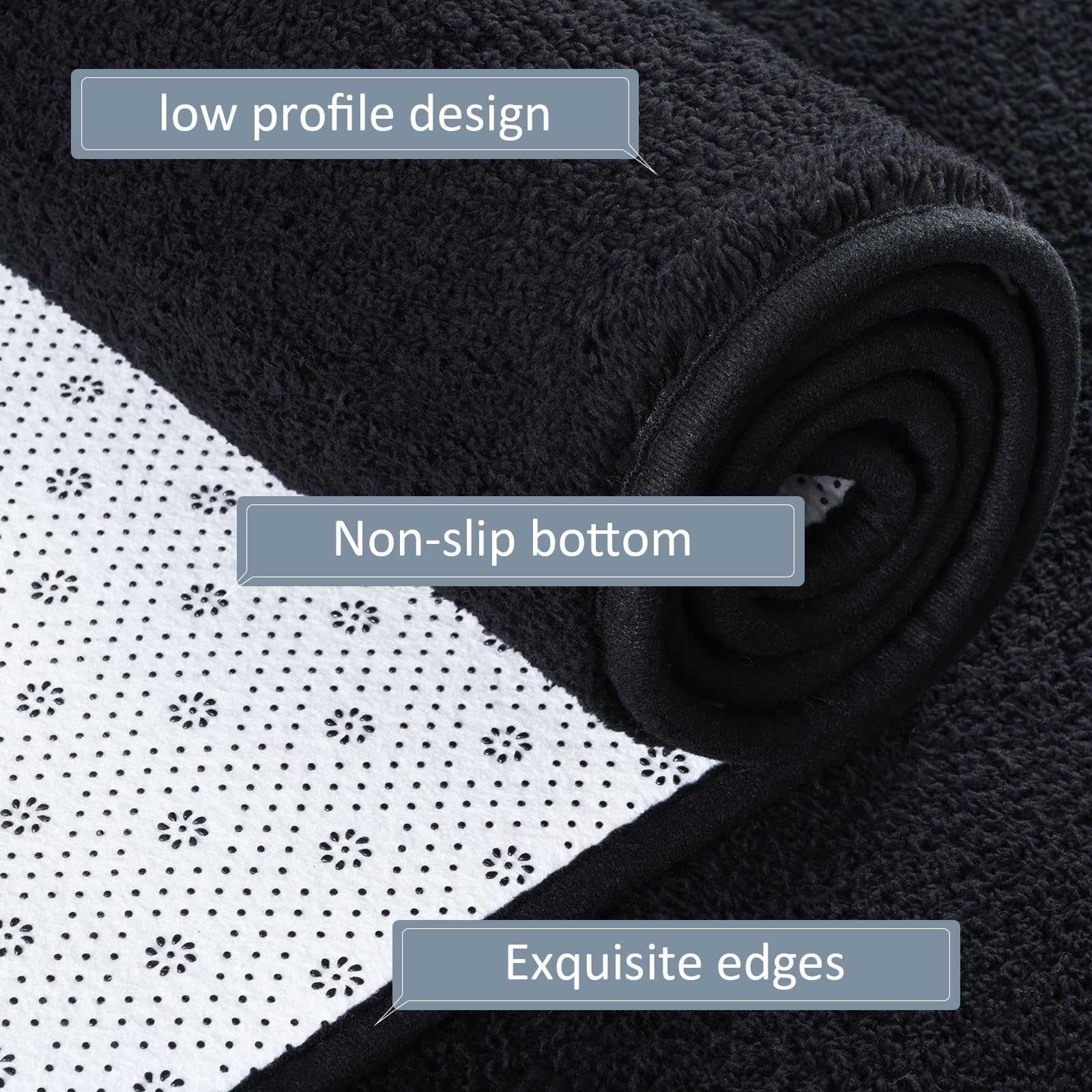 AROGAN 2x8 Runner Rug for Hallway, Long Runner Rugs Non Slip, Black
