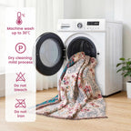 MSGKV Boho Throw Blanket 50"x60" 100% Cotton Floral Throw for Couch Sofa