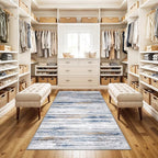 3x5 Area Rug Non-Slip: Washable Rugs for Hallway Entryway Kitchen Living Room Bedroom - Easy-to-Clean Stain and Water Resistant Carpet - Soft Low-Pile Throw Mat Navy Grey