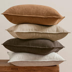 MIULEE Neutral Brown Boho Linen Pillow Covers 24x24 Inch Pack of 4